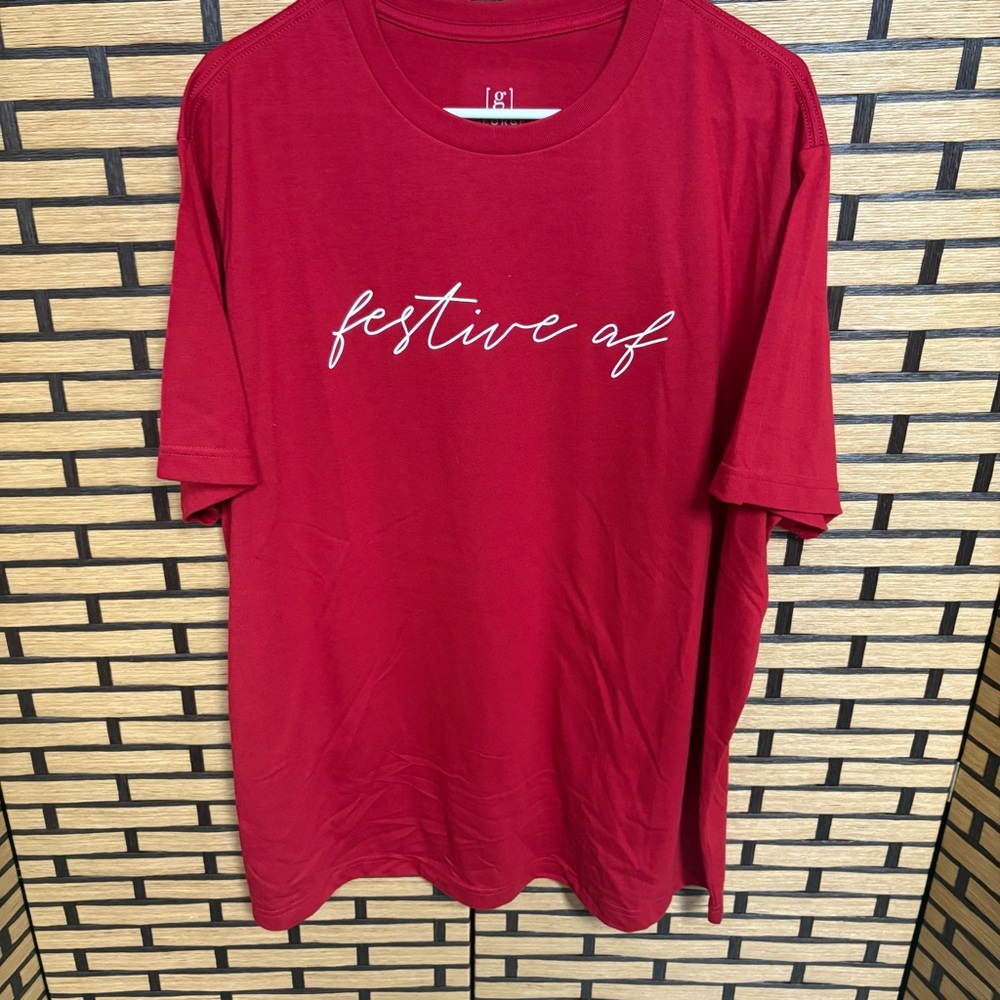 George Red Festive AF‎ Short Sleeve Tee Size 2X
